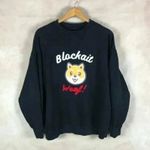 BLOCKAIT Black SHIBA DOG Graphic Sweatshirt Medium Photo 1
