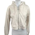 Hollister Cream Corduroy Zip Up Drawstring Hoodie Active Sweatshirt Jacket Sz M Photo 0