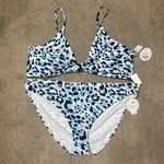 Decree Blue Leopard Print Twist Front Top Bikini Set 2 Piece Size XXL Photo 0