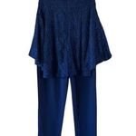 Venus Navy Blue Strapless Jumpsuit with Peplum Waist Photo 0