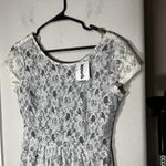 love on a hanger New  Dress sz M Ivory & Black Crochet Lace Short Sleeve Lined Photo 1
