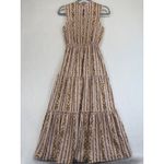 Moon River XS Floral Striped Maxi Dress Tiered Ruffle Mock Neck cottagecore Photo 11