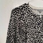 Joseph A Cardigan Sweater Cream Black Animal Print Photo 4