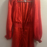 Urban Outfitters ‎ Women's Long Sleeve Red Button Front Satin Mini Dress Sz S Photo 0