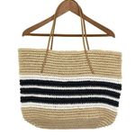 AQUA  Trio Striped Straw Woven Tote Bag New Photo 12