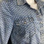 Anthropologie  Daniel Rainn Star Print Snap Front Denim Chambray Top Size M Photo 2
