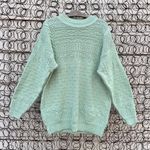 Liz Wear Vintage 90s Seafoam Green Geometric Textured Knit Tunic Sweater MEDIUM Photo 2