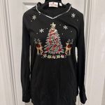 Quacker Factory  Holiday Elegance Black Christmas Tree Rhinestone Top Photo 1