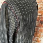 Velvet by Graham & Spencer Taj Blue Gray Striped Pom Pom Neck blouse shirt XS Photo 5