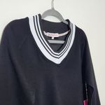 Rampage  Cropped Black V-Neck Varsity Sweatshirt Size Large NWT Photo 1