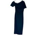 ASOS Black Pleated Shoulder Midi Pencil Dress - Size: 6 Photo 1