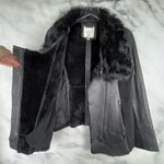 Boutique Ashley B Leather Shearling Wool Zipper Cowl Moto Biker Coat Jacket Black S $1795 Photo 5