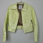 Urban Outfitters Xander Vinyl Cropped Jacket in Lime Photo 3