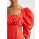 Farm Rio NWT  100% Linen Puff Sleeve Linen Romper Size XS Red Photo 5