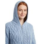 Aran Crafts Ireland Merino Wool Zip Hooded Sweater XS NWOT Blue Photo 2
