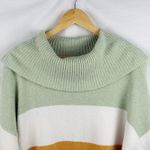 Rachel Zoe  Womens Medium Cowl Neck Sweater Multicolor Striped Pullover Soft Knit Photo 2