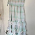 Green & White Sleeveless Gingham Plaid Tiered Ruffle Size Large NWT Photo 4