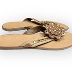 Coach Deadstock: new  ❃ Kelby Flower Hardware Thong Sandal ❃ Latte Leather ❃ 8.5 Photo 0