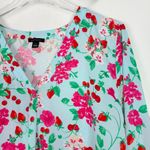 Ann Taylor Floral Strawberry Cherry Print Long Sleeve Popover Top Size Small S Photo 3