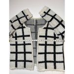 Ny Collection Black Off-White Windowpane Eyelash Open Front Cardigan Sz … Photo 3