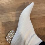 New rene caovilla white textile sock ankle boots with crystal embellished heels Size 6.5 Photo 5