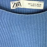 ZARA Sleeveless Side Key Hole Tie Ruched Ribbed Tank Top Crop Tank Top S Blue Photo 8