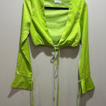 Meshki  Neon Green Tie-Front Blouse Photo 0