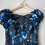 NEW Alexander by Daymor Gown Blue Black Lace Embroidered Dress Blk Blue Sz 6 Photo 3