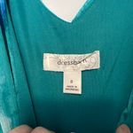 dressbarn Aqua and Navy Floral Maxi Dress Green Size 8 Photo 1