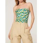 Marissa Webb Blue Yellow Geometric Print Tie Waist Corset Top Size 6 Photo 1