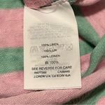 J.Crew Pink Green Stripe 100% Linen Cap Sleeve Pocket Shirt Top Size XS *FLAW* Photo 2