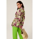 Giovanna Nicolai Silk Floral Wrap Top Size 44 Medium Purple Green Floral Chic Photo 12