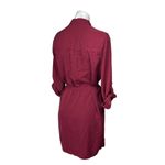 Studio M Red Half Sleeve Tie Belt Mandarin Monk Collar Shirt Knee Length Dress S Photo 2