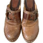 Frye  women’s Charlotte distressed leather harness ring wedge clogs Sz. 9M Brasil Photo 0