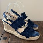 Jack Rogers  Wedge Espadrille‎ Navy Blue Ruffle Double Strap Size 8.5 Photo 0