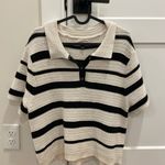 Universal Threads Universal Thread Black and White Striped Crop Top Photo 1