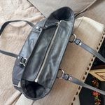 Coach Vintage  Black Gallery Leather Tote F19252 Purse Silver East West bag Photo 8