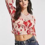 Free People  red and pink lace top Photo 2