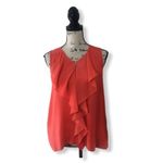 BCBGMAXAZRIA  Steacy Ruffle Tank Top Coral Orange Zip Front Size XS Photo 1