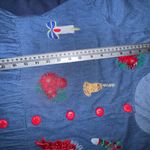 Mosaic Embroidered Denim holiday Dress with Red Buttons Blue Size 16 Photo 8