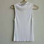 Skull Cashmere  White Sleeveless Mock Neck Ribbed Top Size Medium Lightweight Photo 3