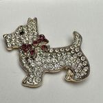 Monet  Rhinestone Scottish Terrier Dog Scottie Signed Brooch Pin Gold Tone Photo 0