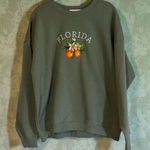 State of Mine  Womens Large Green Florida Orange Blossom Embroidered Sweatshirt Photo 0