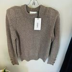 Ba&sh ‎ Keane Lace-Up Cuff Wool & Cotton Sweater, Tan, Size Small, DESIGNER, NWT Photo 13