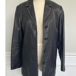 Adler Collection Black Lamb Leather Coat White Stitching Size Medium Photo 4