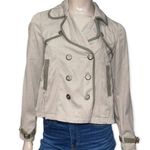 Free People Women’s Size 4 Light Gray Double Breasted Cotton Mini Trench Jacket Photo 0