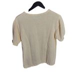 Vintage Yellow Floral Embroidered Scalloped Edges Pullover Short Sleeve Sweater Size M Photo 5