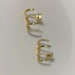 multi huggies，gold huggies with cubic zirconia stone Gold Photo 3