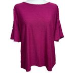 Rose + Olive Swiss Dot Top Womens XL Berry Pink Bell Sleeve Feminine Casual Photo 0