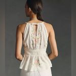 Anthropologie By  embroidered tank top blouse floral asymmetrical vneck boho Photo 4